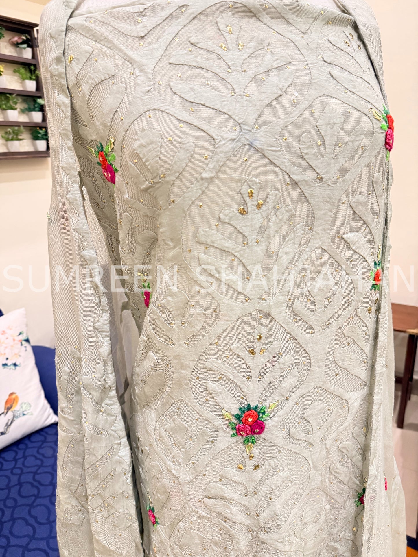 Sage Ralli with Roses - 3 Piece Unstitched Set