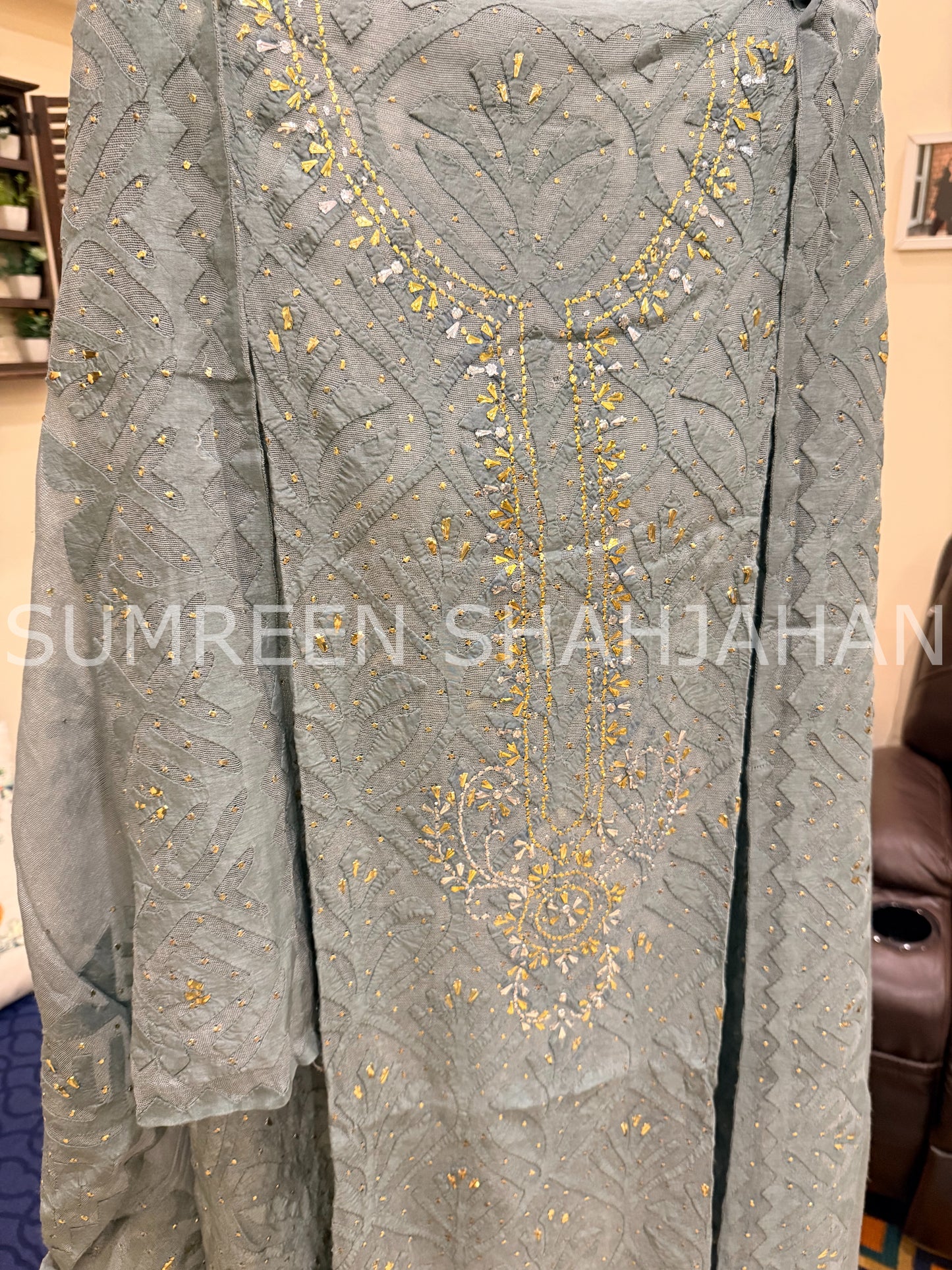 Dusty Blue Ralli - 3 Piece Unstitched Set