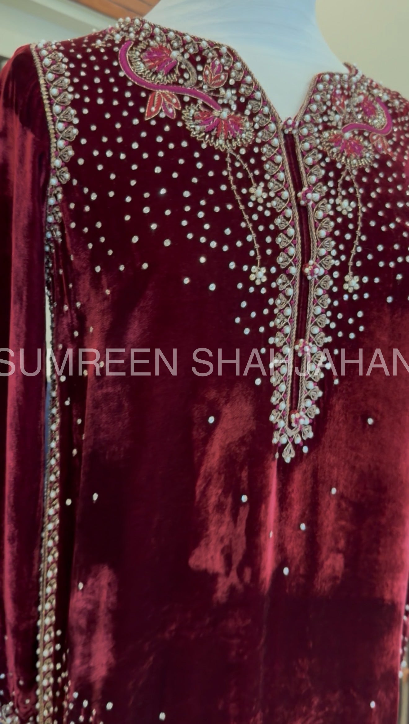 Royal Burgundy Velvet Shirt & Trouser