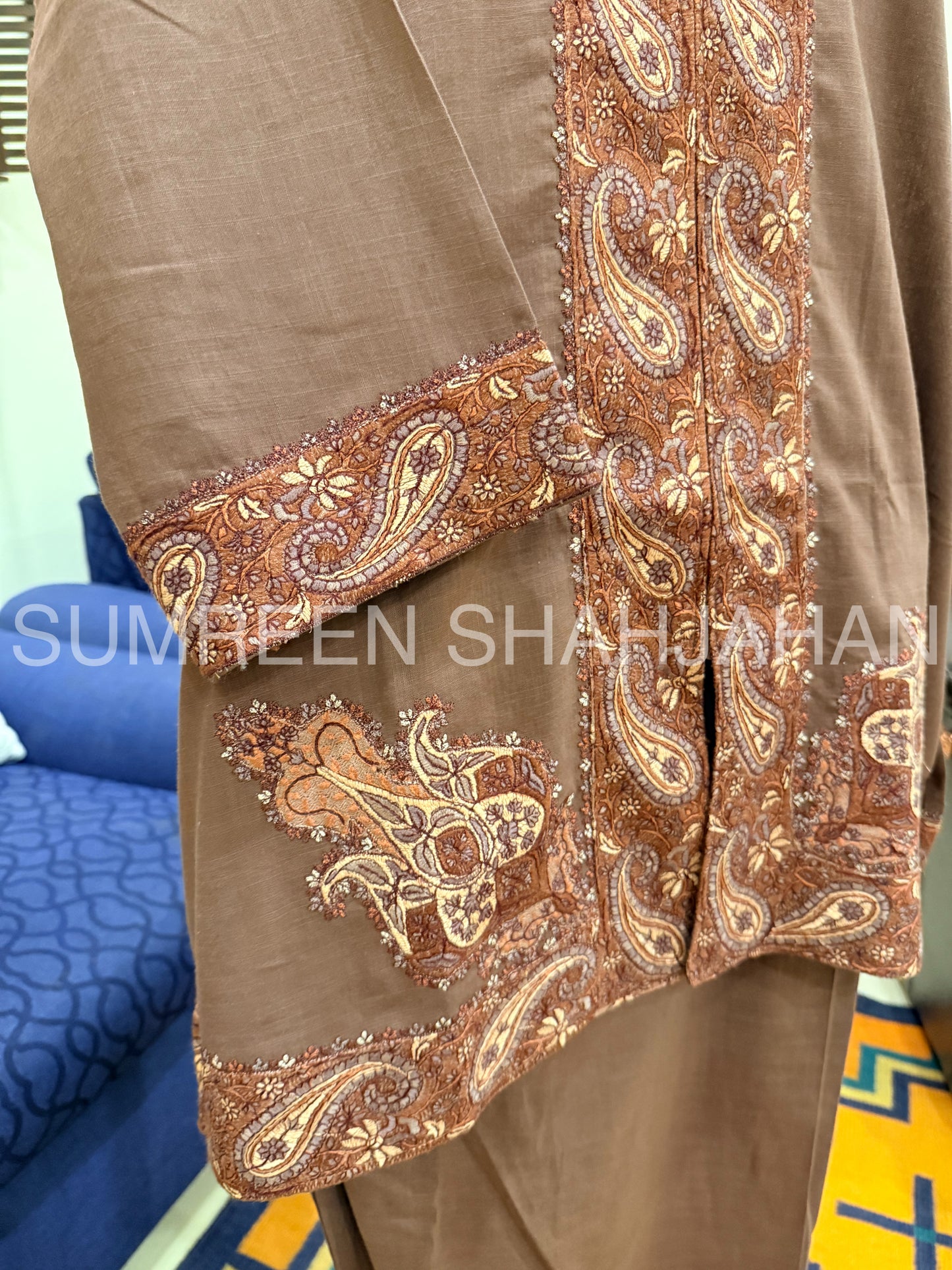 Cinnamon Kashmiri Thread Work Shirt & Trouser