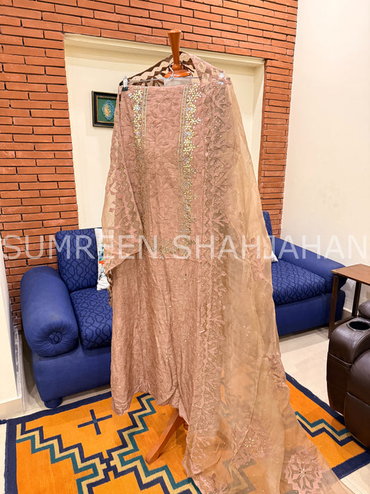 Dusty Rose Ralli - 3 Piece Unstitched Set