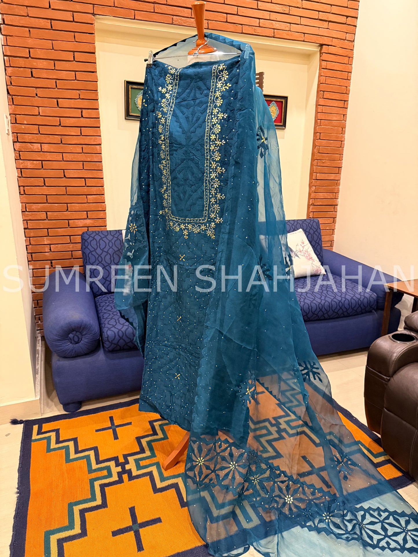 Teal Green Ralli - 3 Piece Unstitched Set