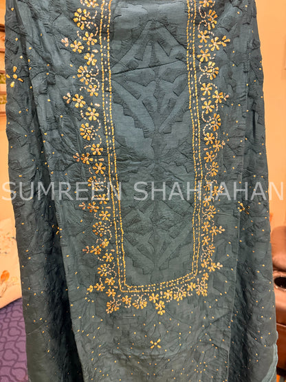 Teal Green Ralli - 3 Piece Unstitched Set