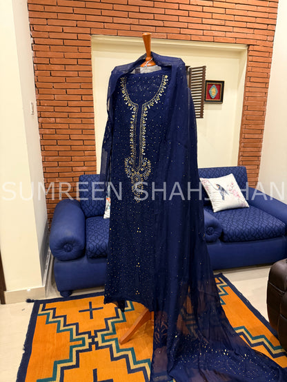 Midnight Ralli - 3 Piece Unstitched Set