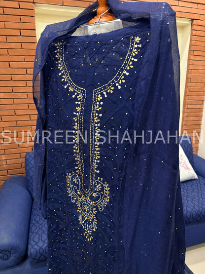 Midnight Ralli - 3 Piece Unstitched Set