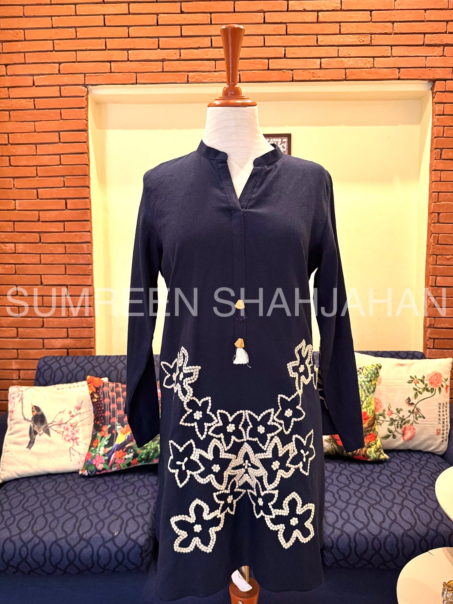 Midnight Bloom Embroidered Shirt & Trouser